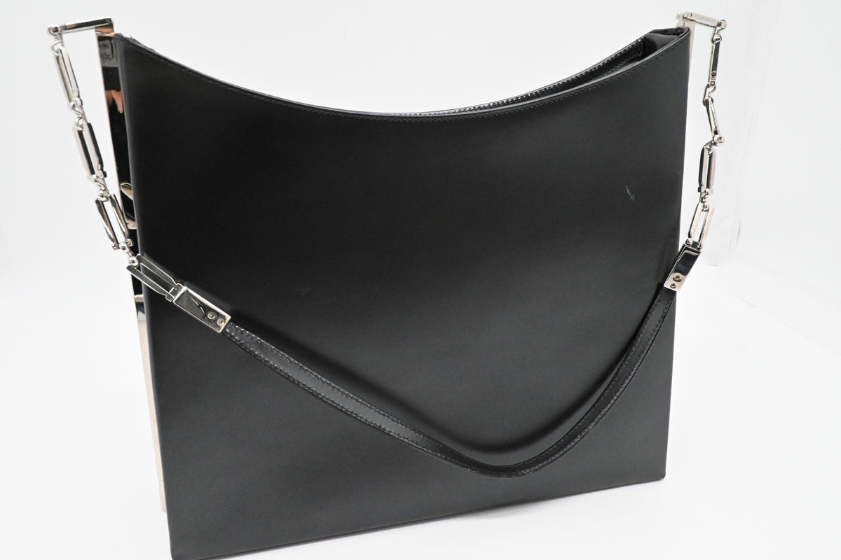 Ferragamo Shoulder Bag in Matte Black Leather