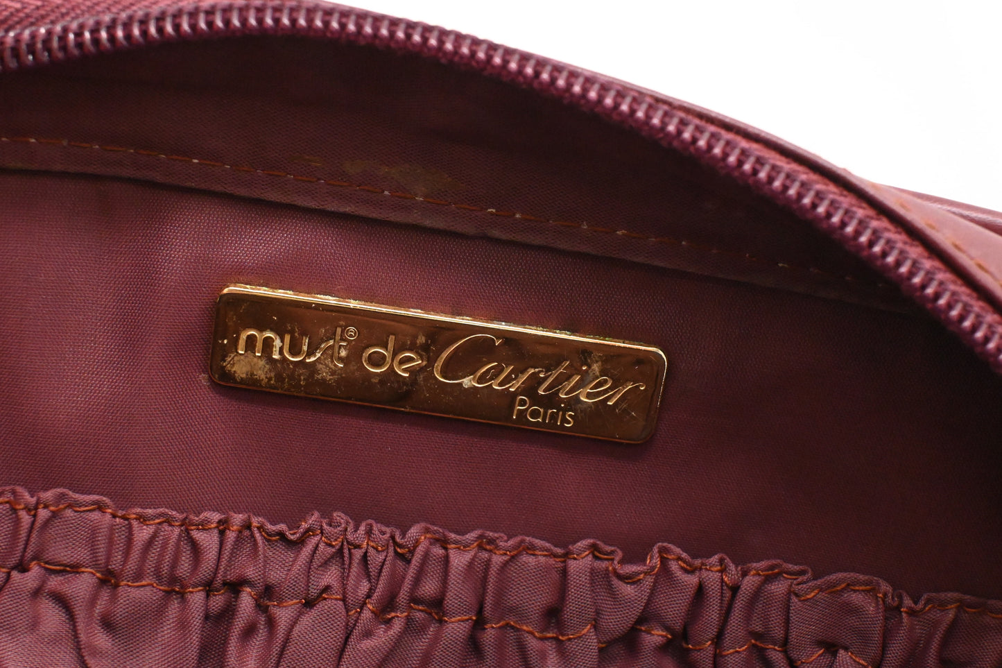 Cartier Toiletry Pouch in Burgundy Leather