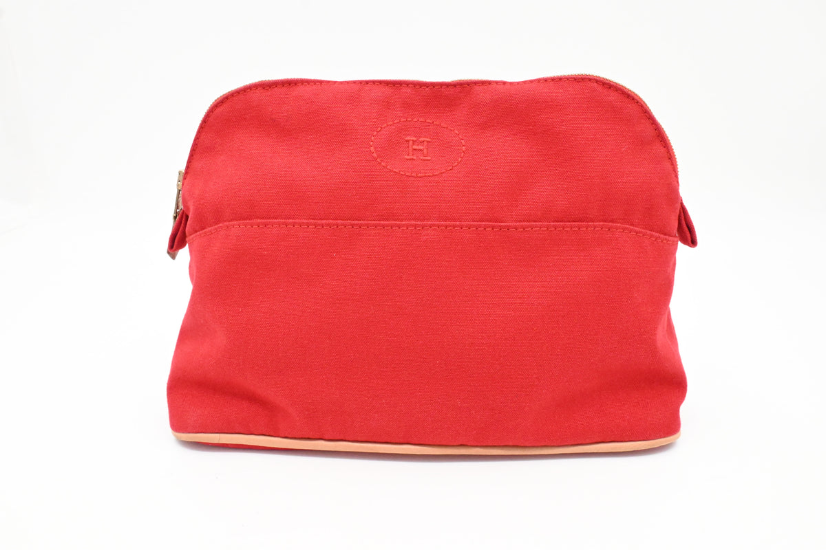 Hermes Bolide Pouch 25 in Red Canvas