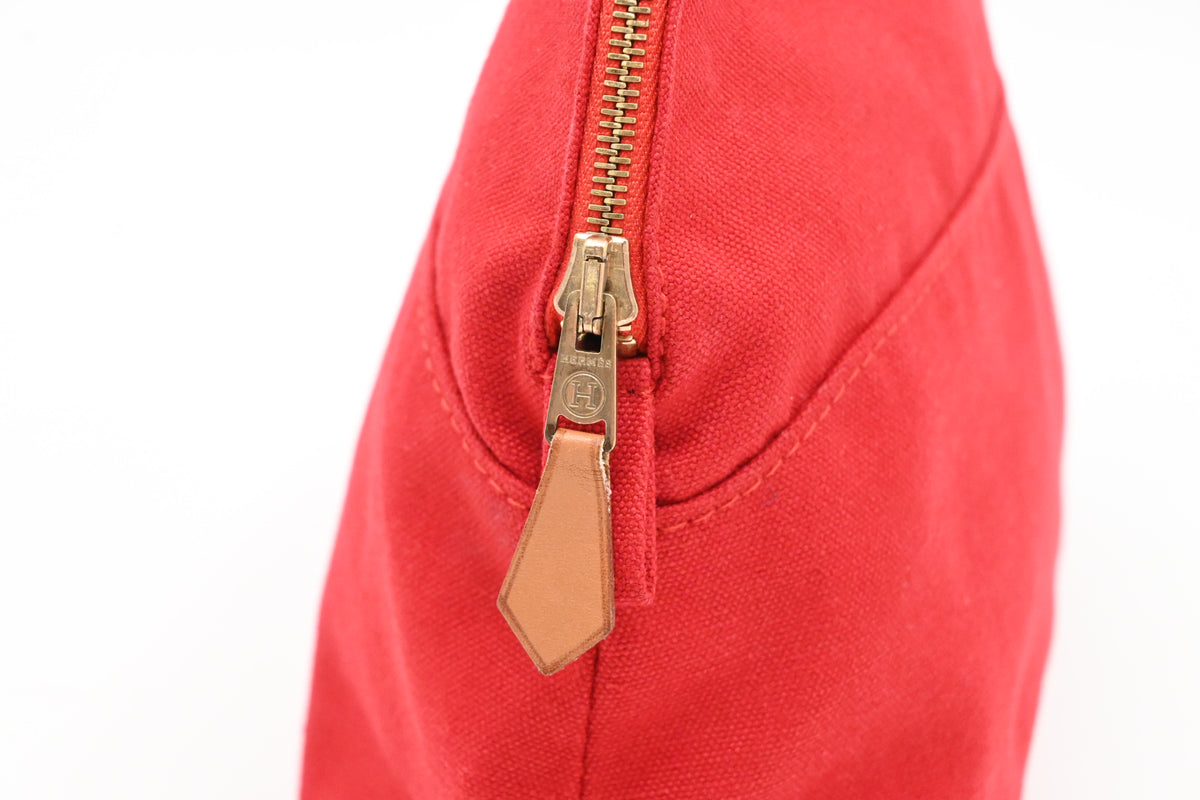 Hermes Bolide Pouch 25 in Red Canvas