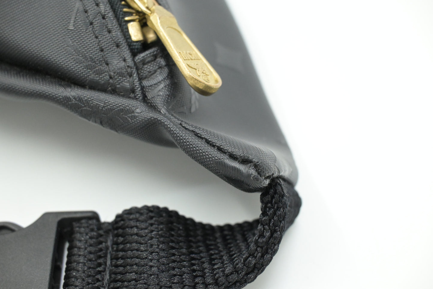 MCM Bumbag in Black Coated Canvas