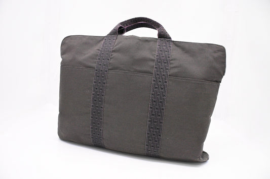 Hermes Herline Business Bag in Grey Canvas
