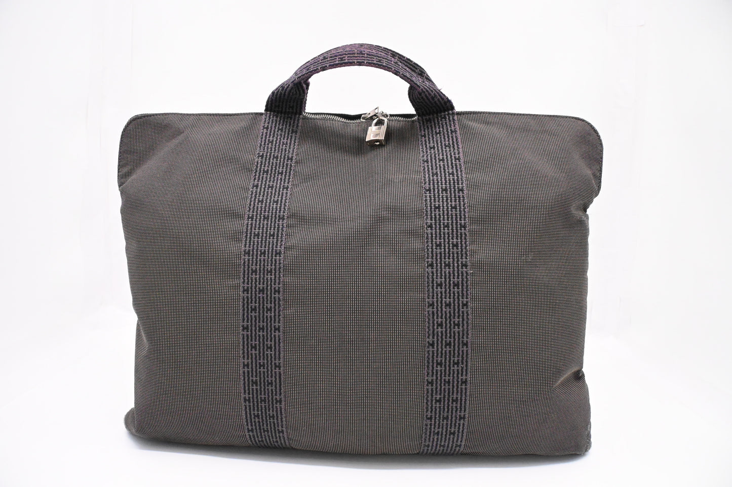 Hermes Herline Business Bag in Grey Canvas