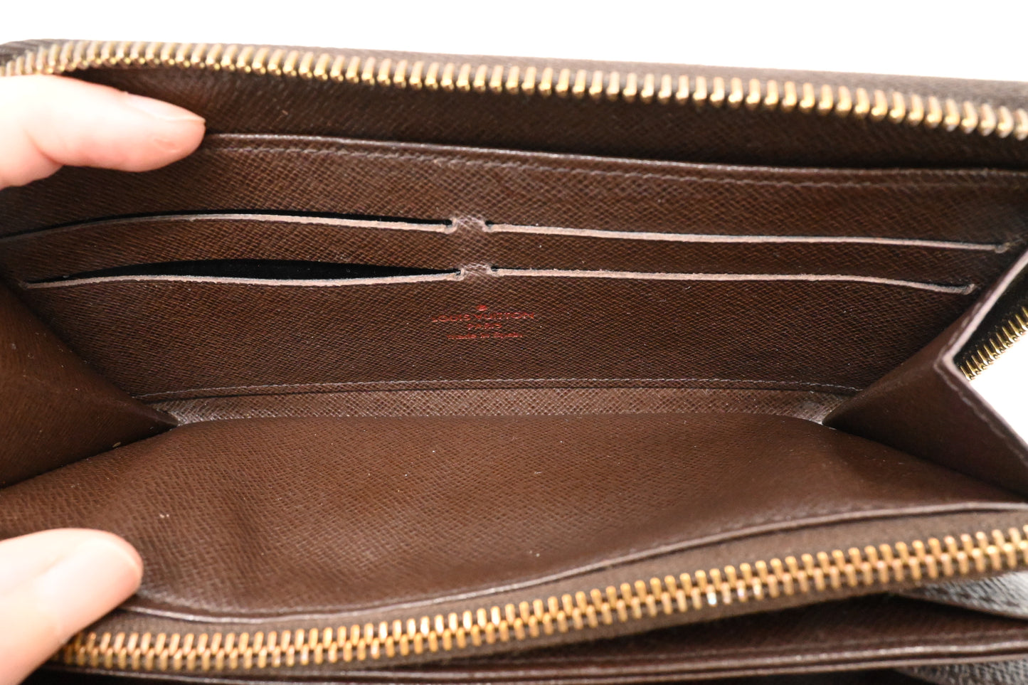 Louis Vuitton Long Zippy Wallet in Damier Ebene Canvas