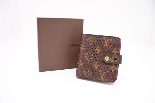 Louis Vuitton Compact Wallet in Fuchsia Perforated Monogram Canvas