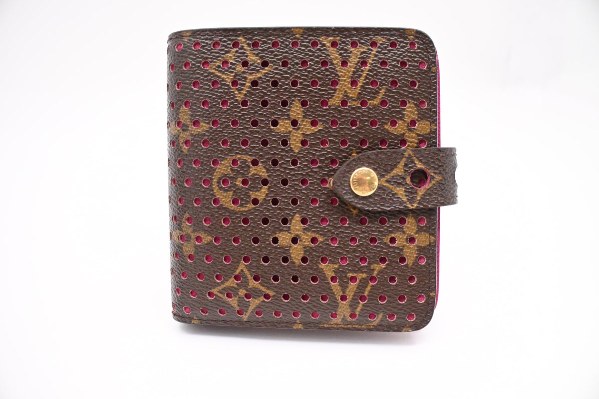 Louis Vuitton Compact Wallet in Fuchsia Perforated Monogram Canvas
