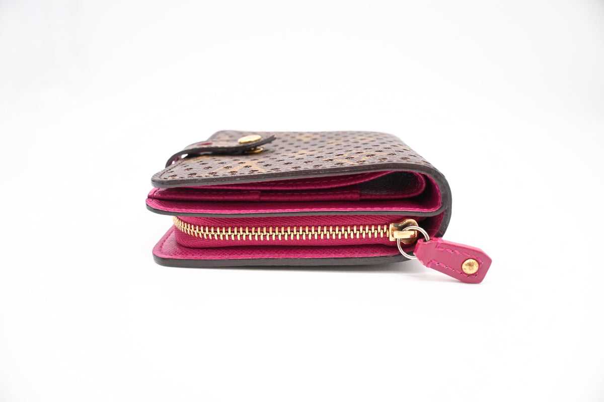 Louis Vuitton Compact Wallet in Fuchsia Perforated Monogram Canvas