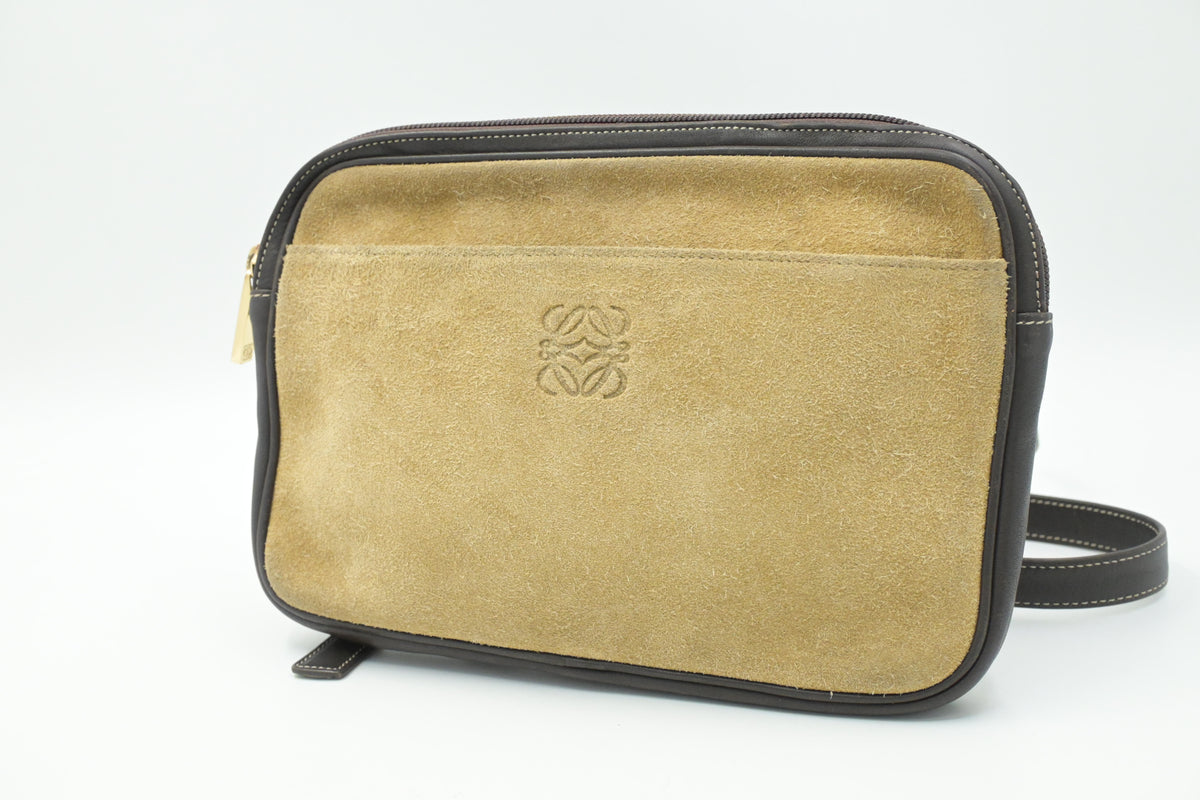 Loewe Crossbody in Brown Leather and Beige Suede