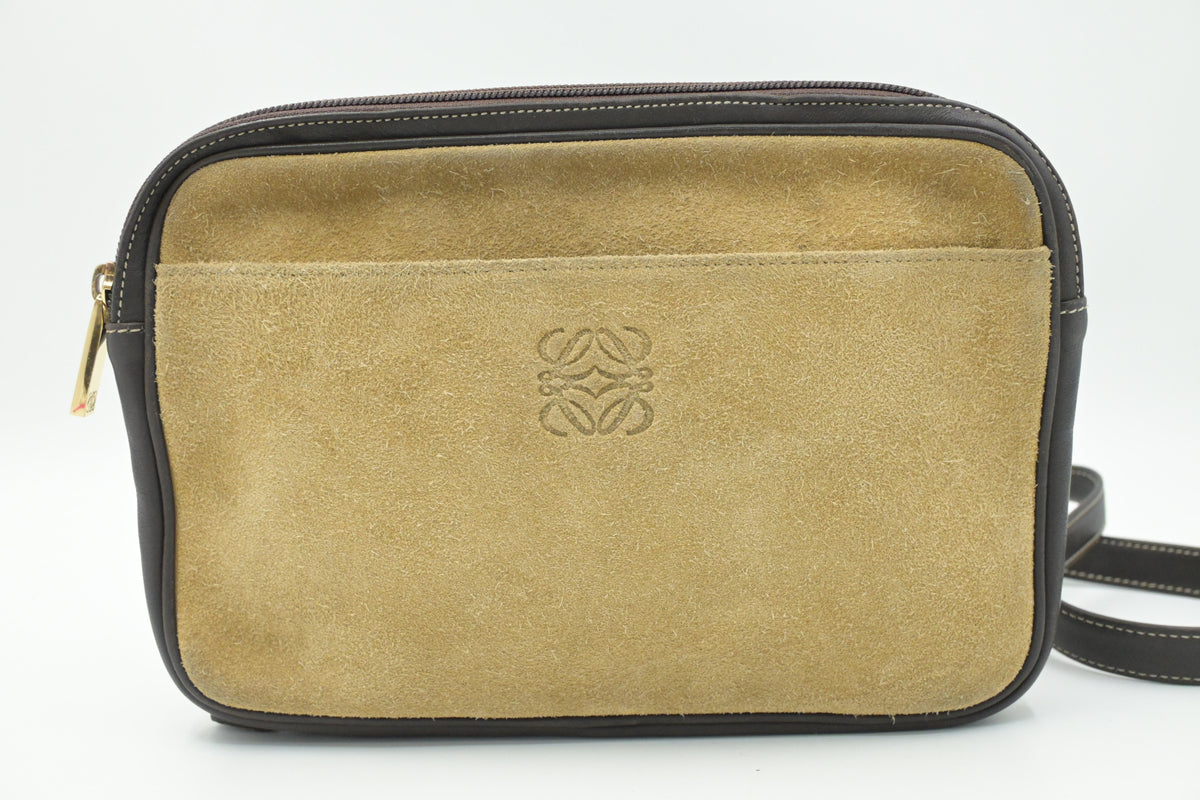 Loewe Crossbody in Brown Leather and Beige Suede