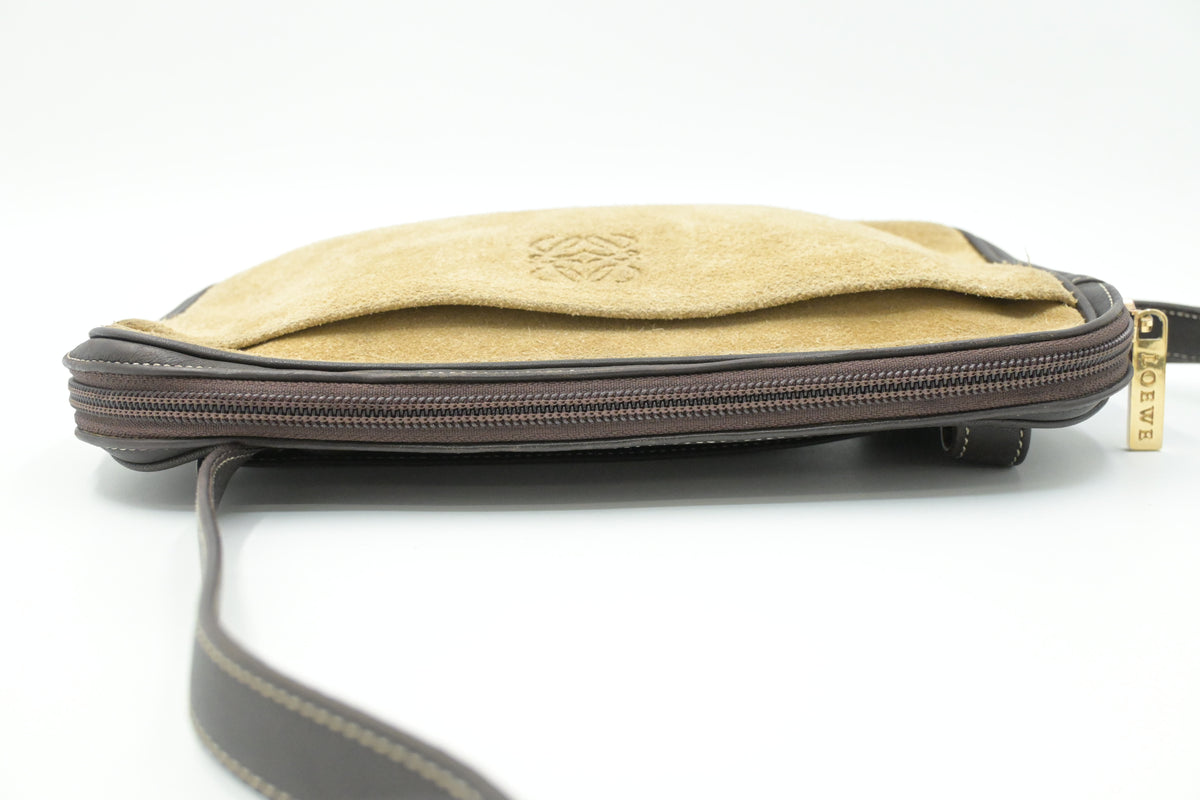 Loewe Crossbody in Brown Leather and Beige Suede