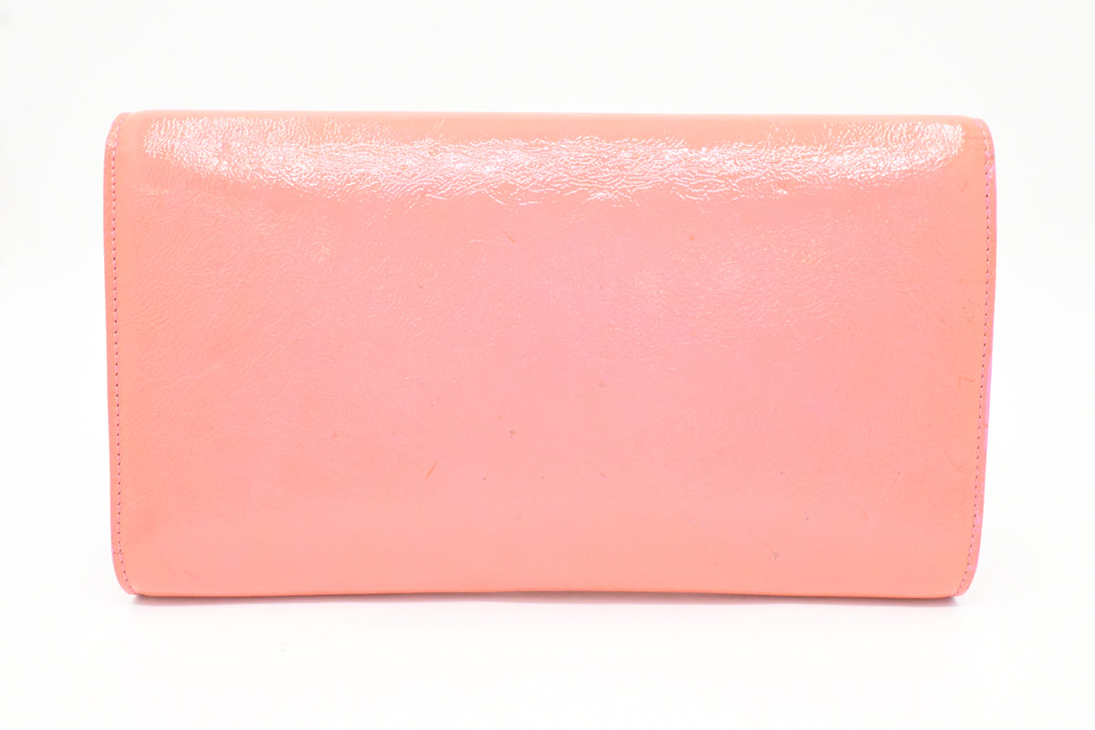 YSL Saint Laurent Clutch in Peach Patent Leather