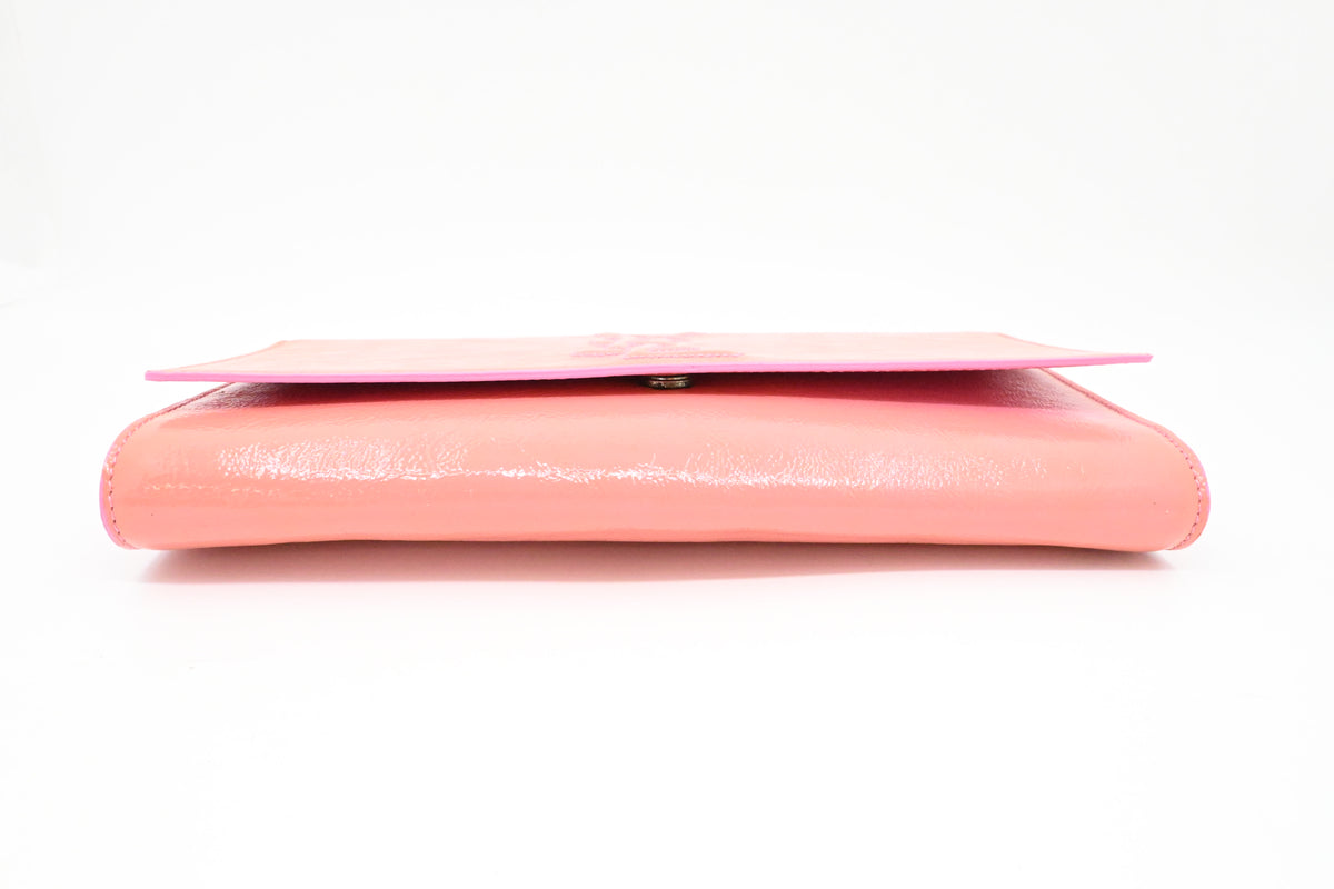 YSL Saint Laurent Clutch in Peach Patent Leather