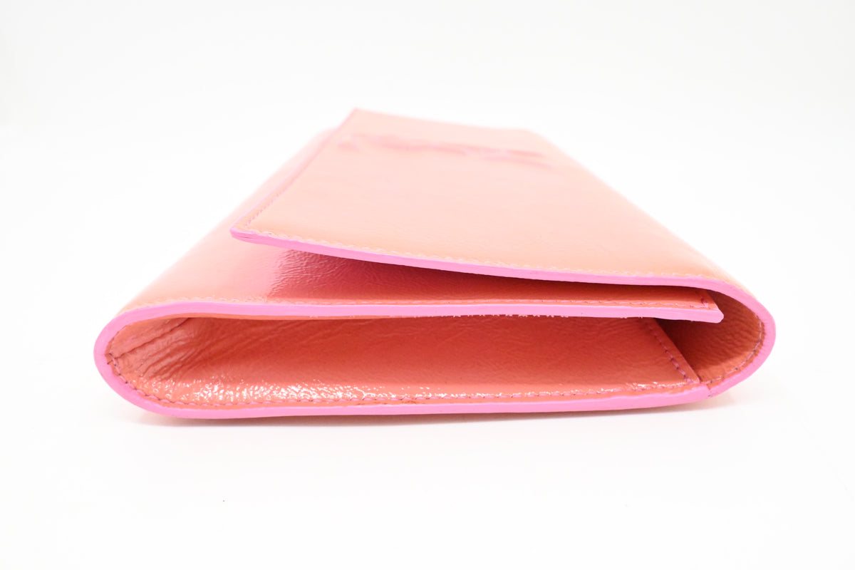 YSL Saint Laurent Clutch in Peach Patent Leather