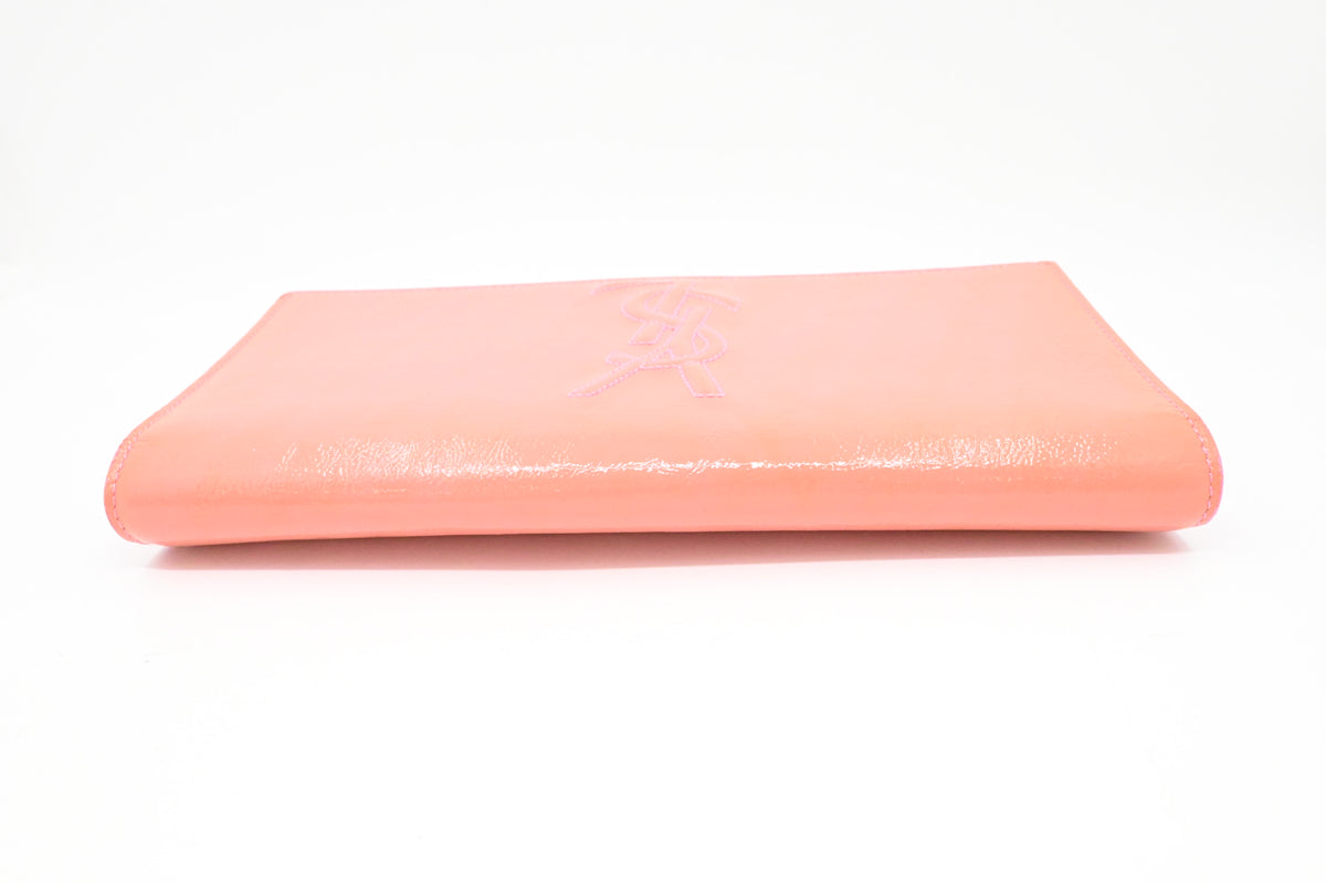 YSL Saint Laurent Clutch in Peach Patent Leather
