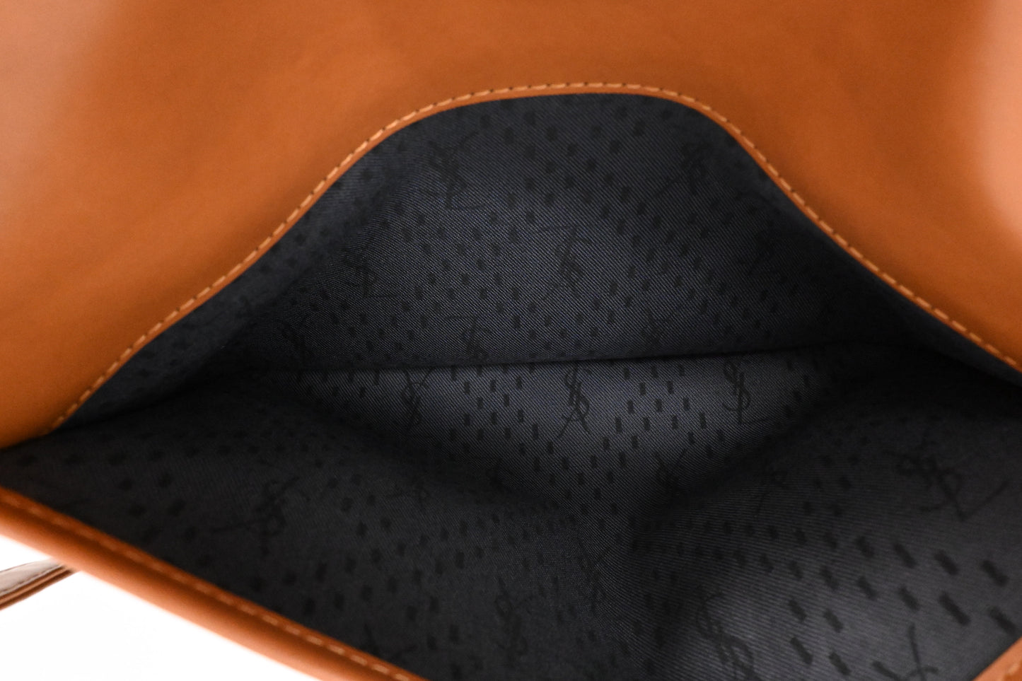 YSL Saint Laurent Crossbody Bag in Black Rubber Canvas and Brown Leather