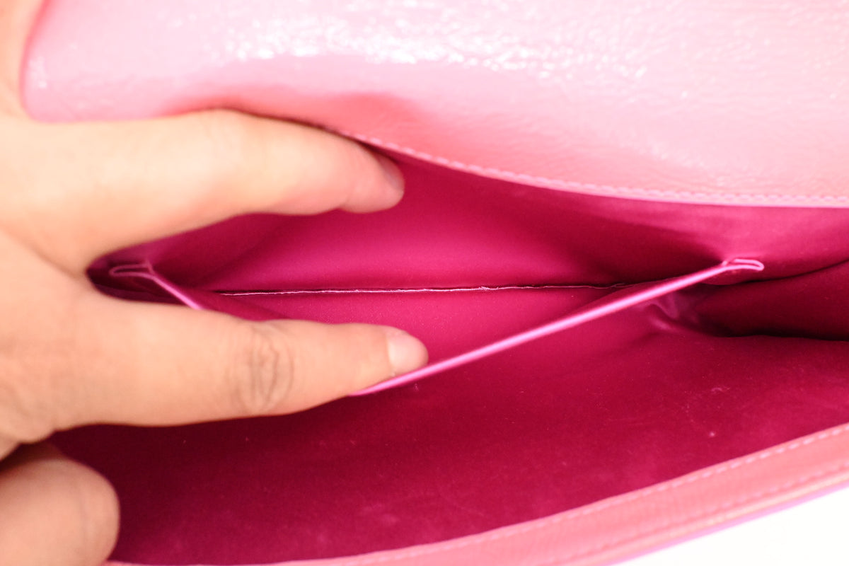 YSL Saint Laurent Clutch in Peach Patent Leather
