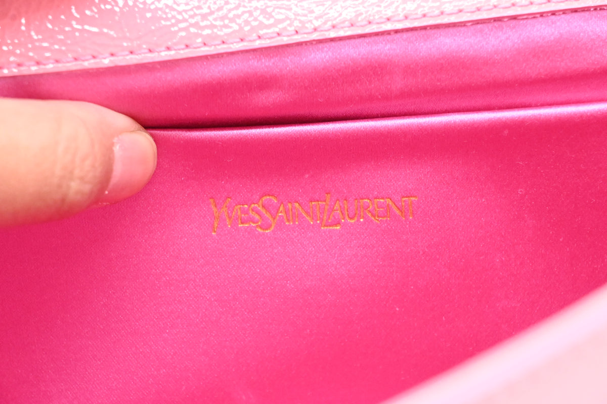 YSL Saint Laurent Clutch in Peach Patent Leather