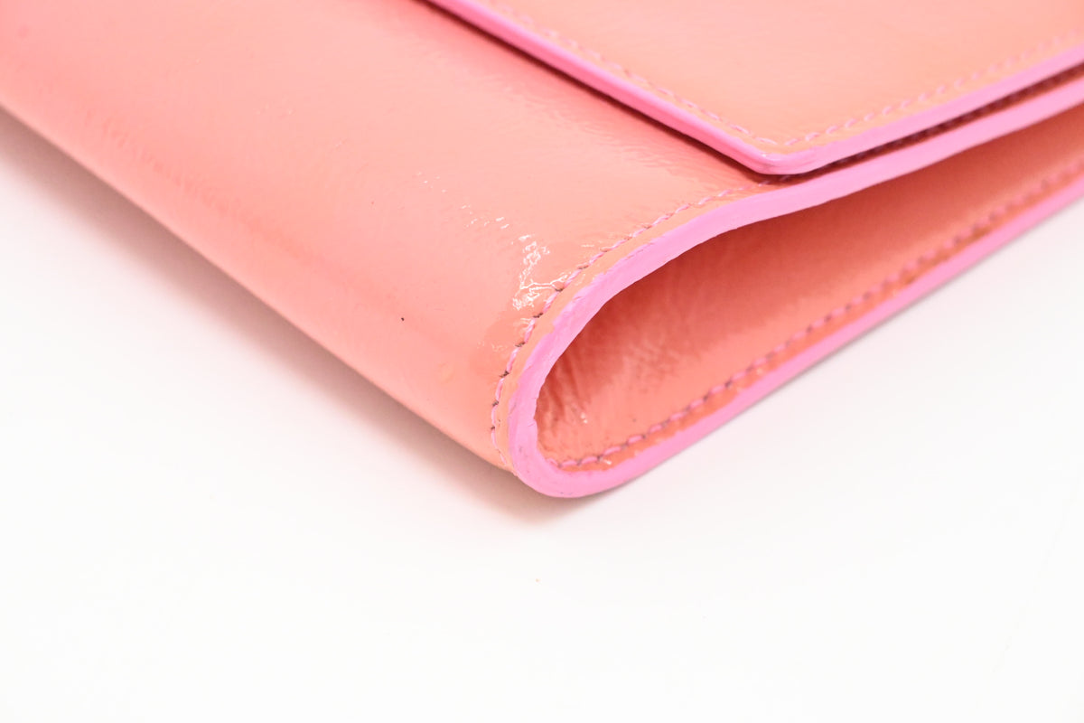 YSL Saint Laurent Clutch in Peach Patent Leather