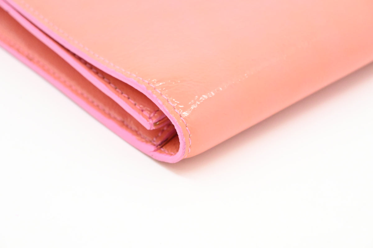YSL Saint Laurent Clutch in Peach Patent Leather
