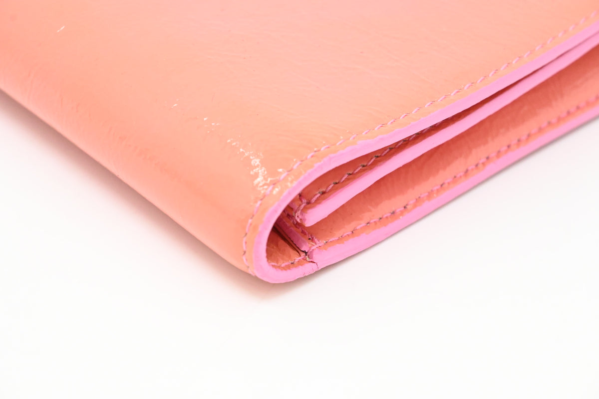YSL Saint Laurent Clutch in Peach Patent Leather