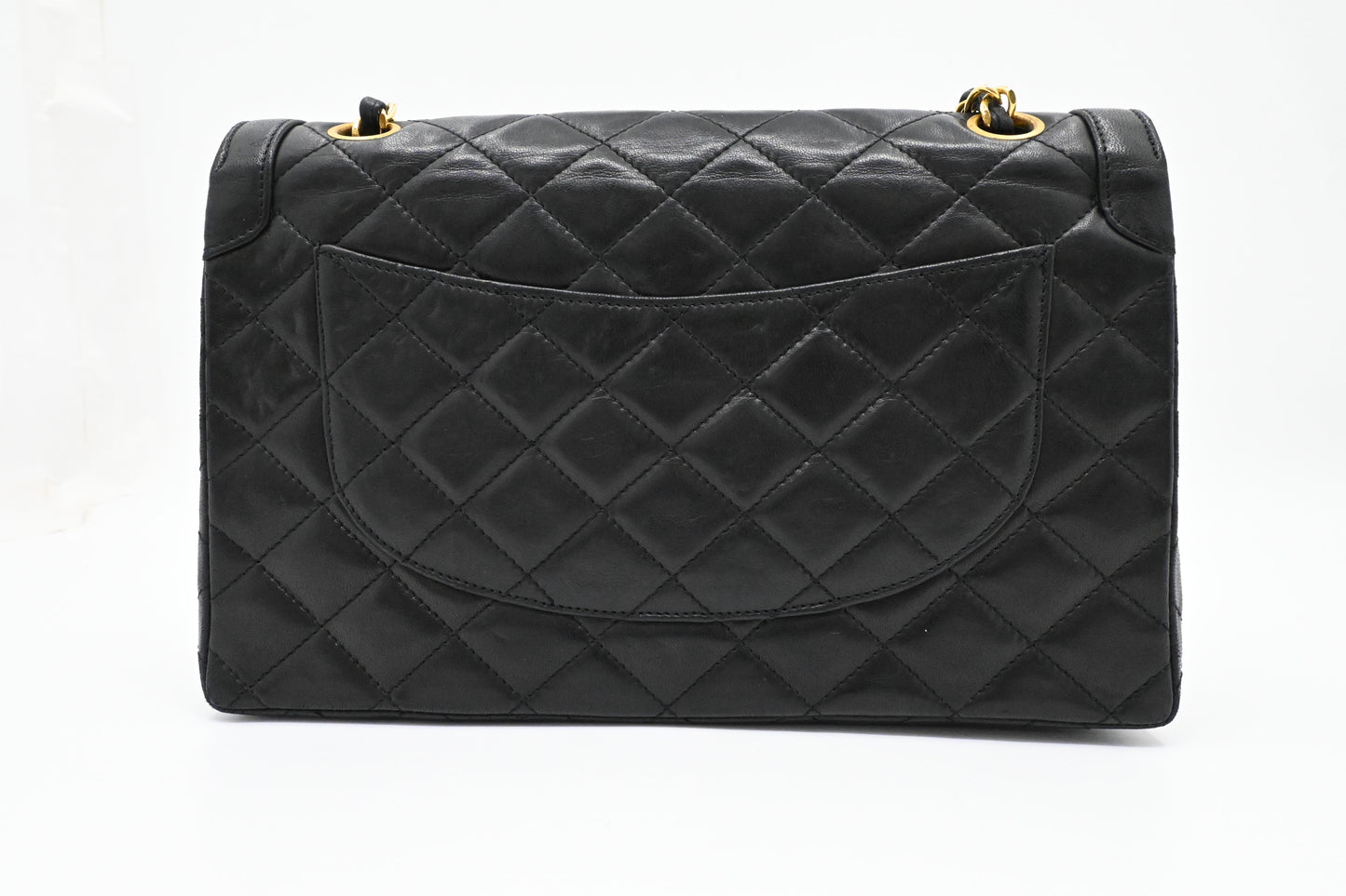 Chanel Medium Double Flap Paris in Black Matelassé Leather