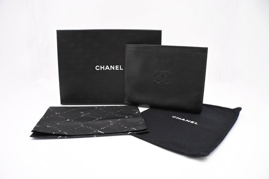 Chanel Camelia Clutch in Black Leather