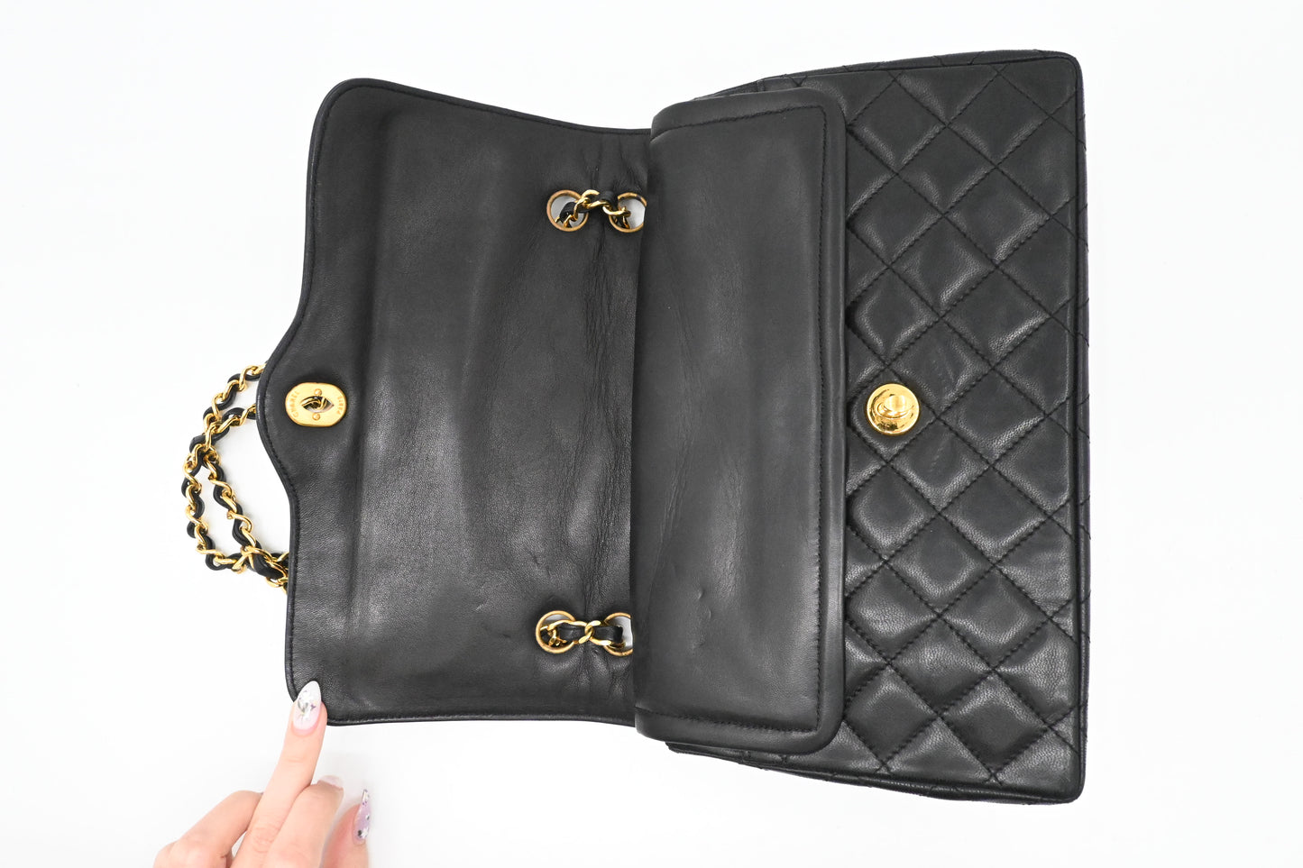 Chanel Medium Double Flap Paris in Black Matelassé Leather