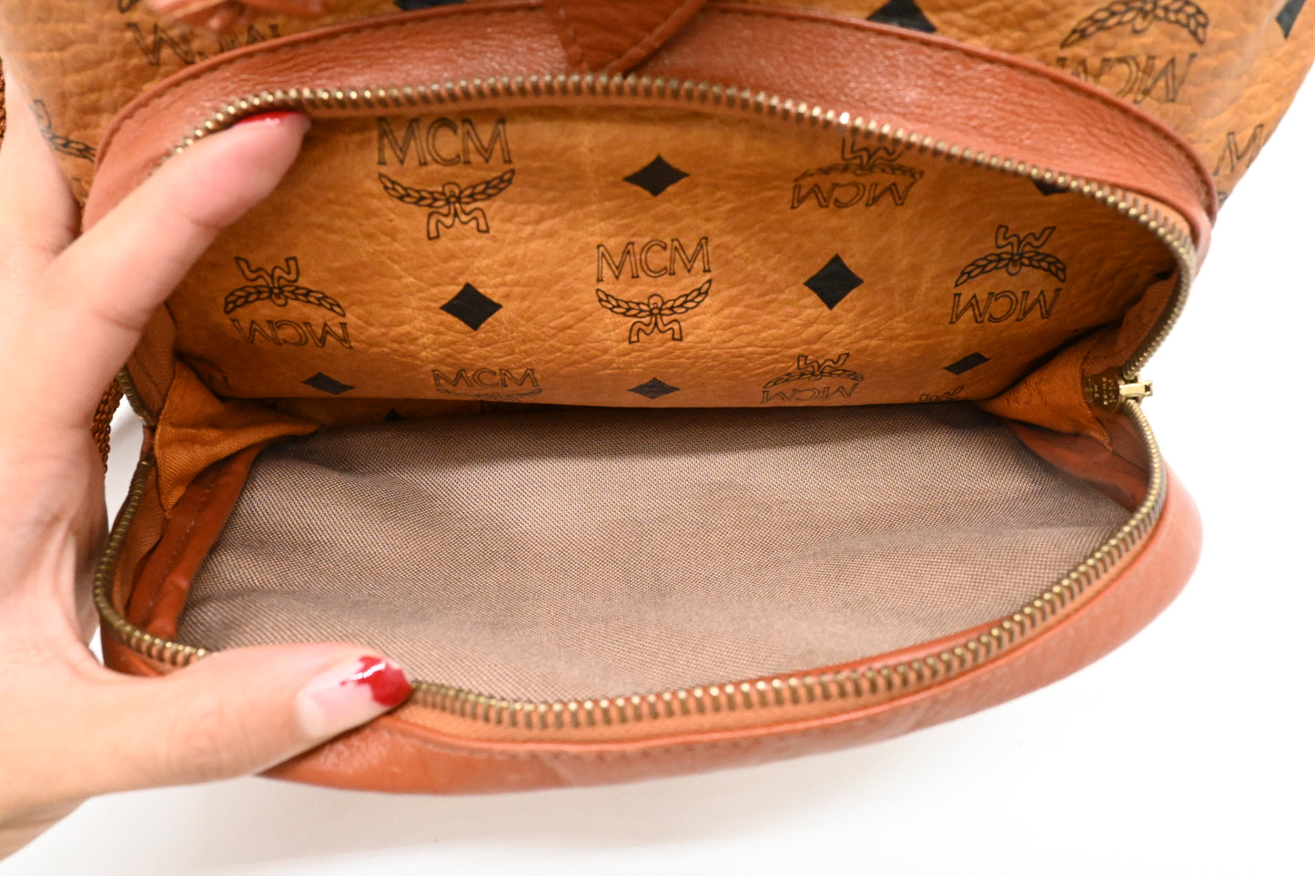 MCM Backpack in Cognac Visetos Canvas