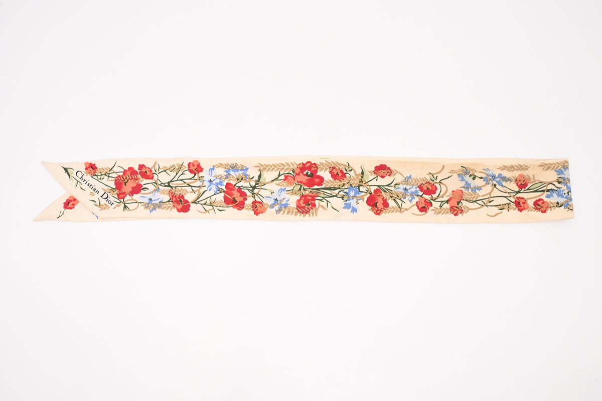 Dior Mitzah Scarf in Beige Floral Silk