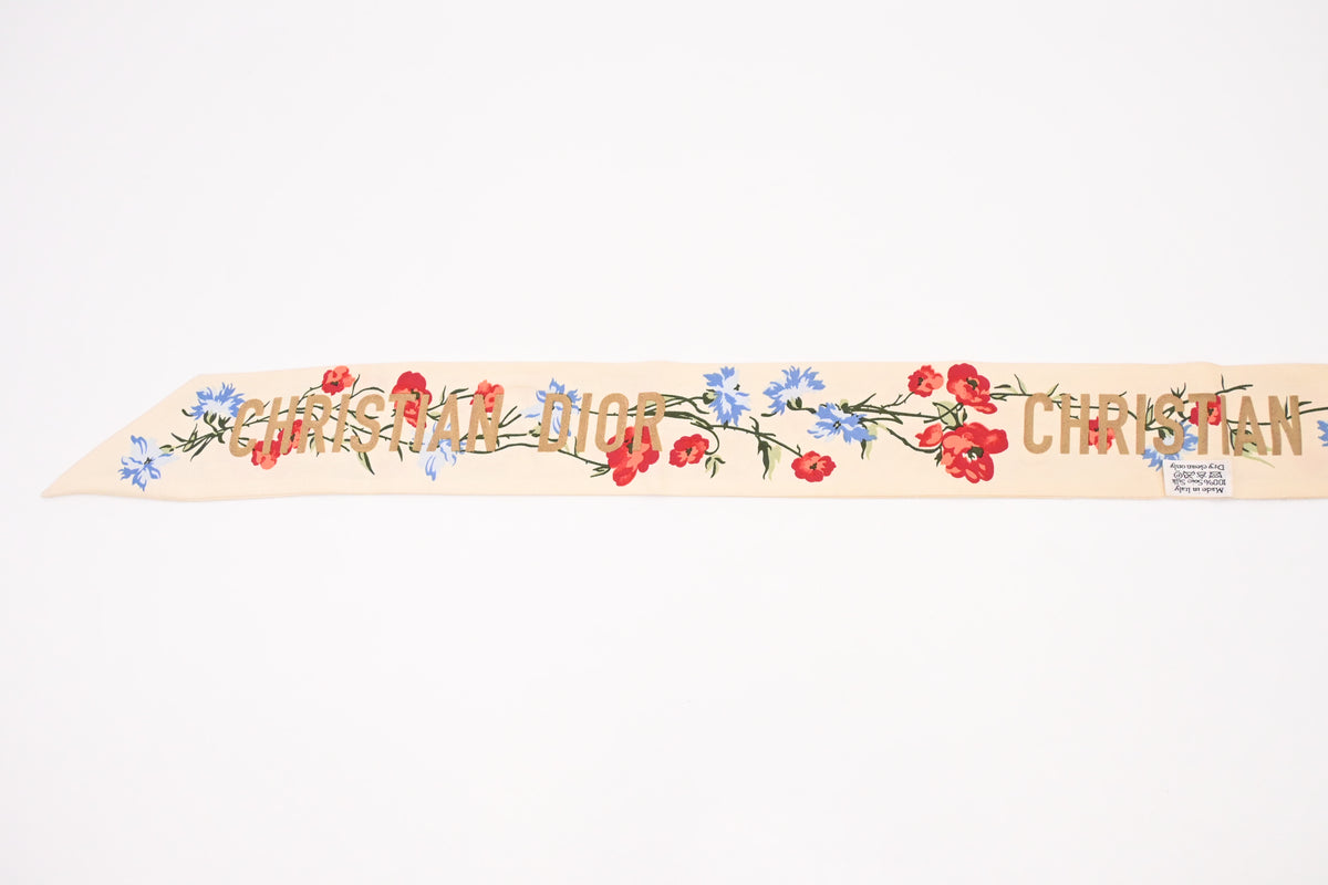 Dior Mitzah Scarf in Beige Floral Silk