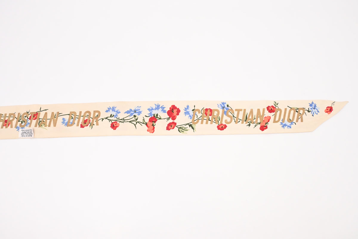 Dior Mitzah Scarf in Beige Floral Silk