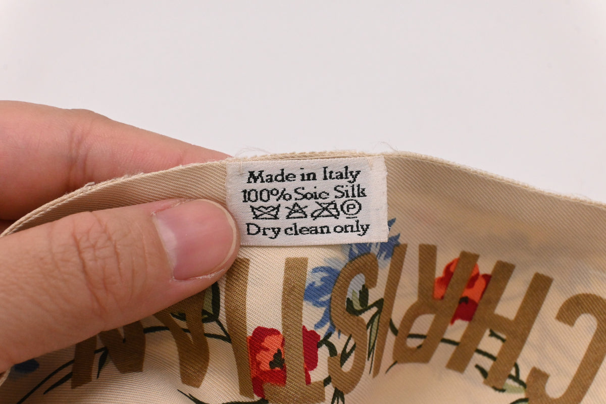Dior Mitzah Scarf in Beige Floral Silk
