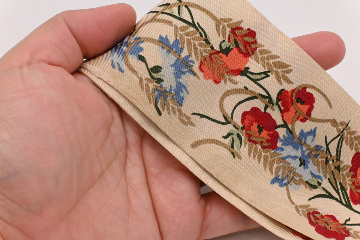 Dior Mitzah Scarf in Beige Floral Silk