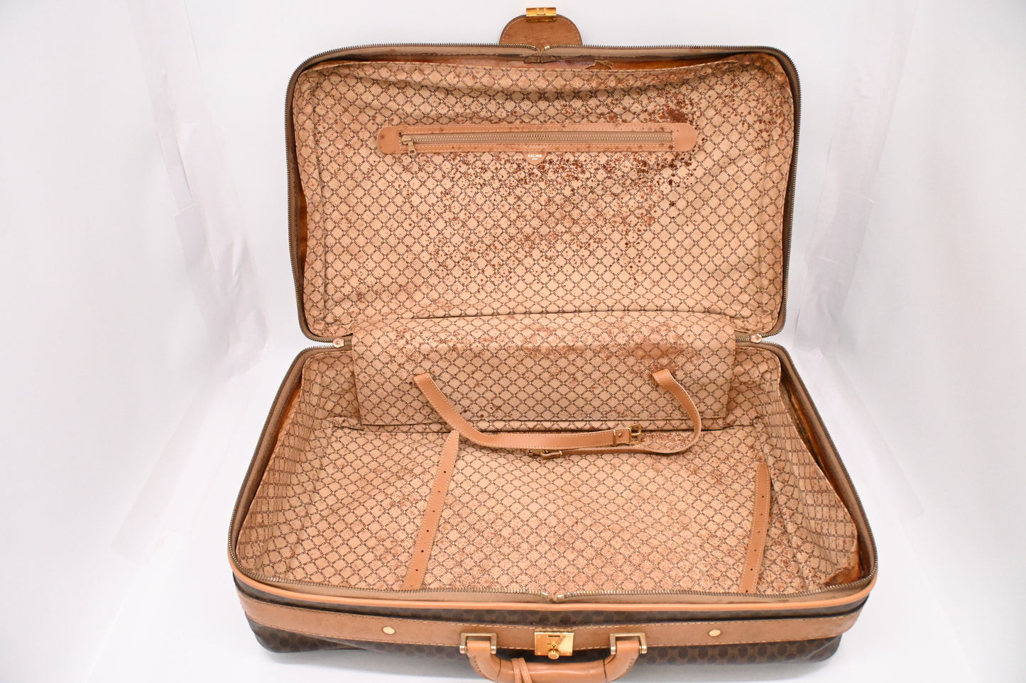 Celine Suitcase 60 in Brown Macadam Canvas