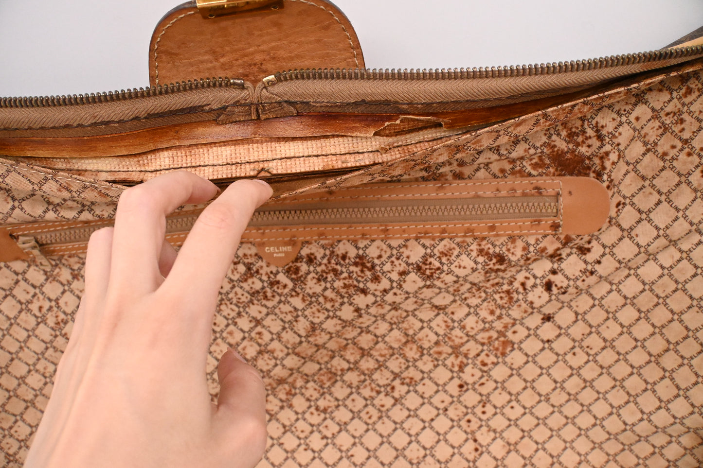 Celine Suitcase 60 in Brown Macadam Canvas