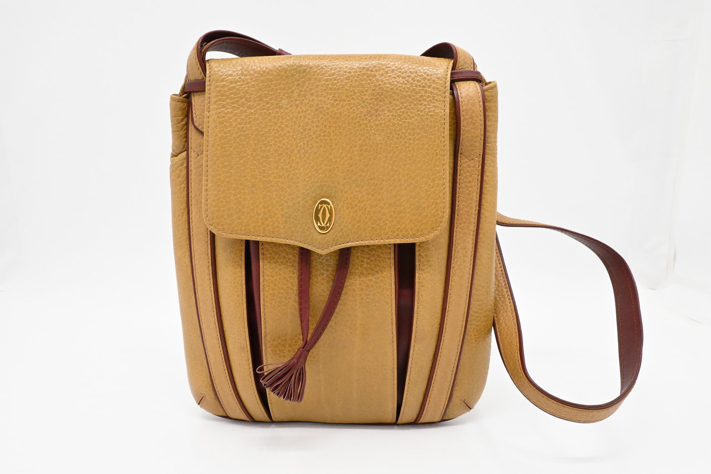 Cartier Crossbody in Yellow and Burgundy Leather