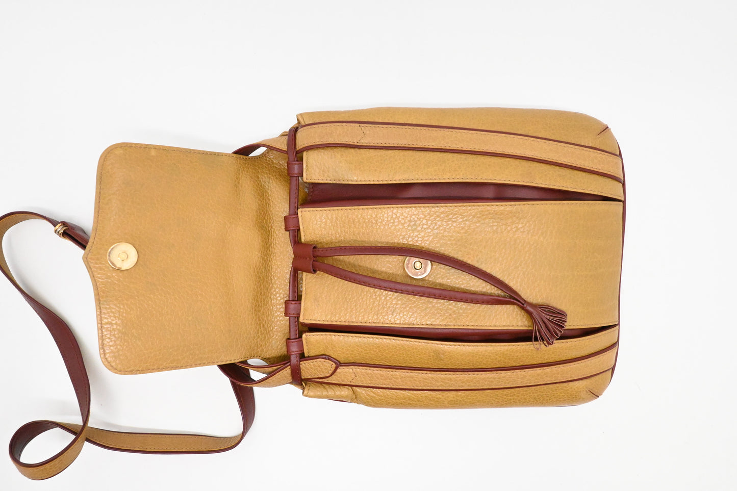 Cartier Crossbody in Yellow and Burgundy Leather