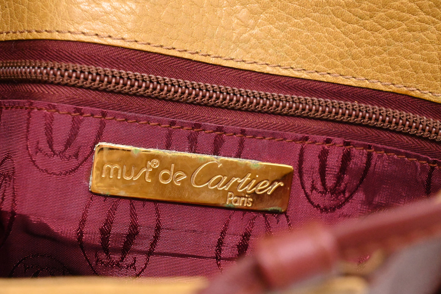 Cartier Crossbody in Yellow and Burgundy Leather
