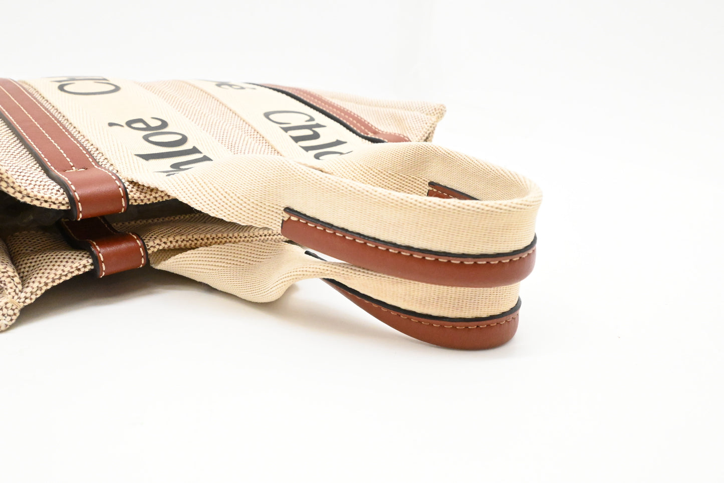 Chloe Small Woody Tote in Beige Canvas