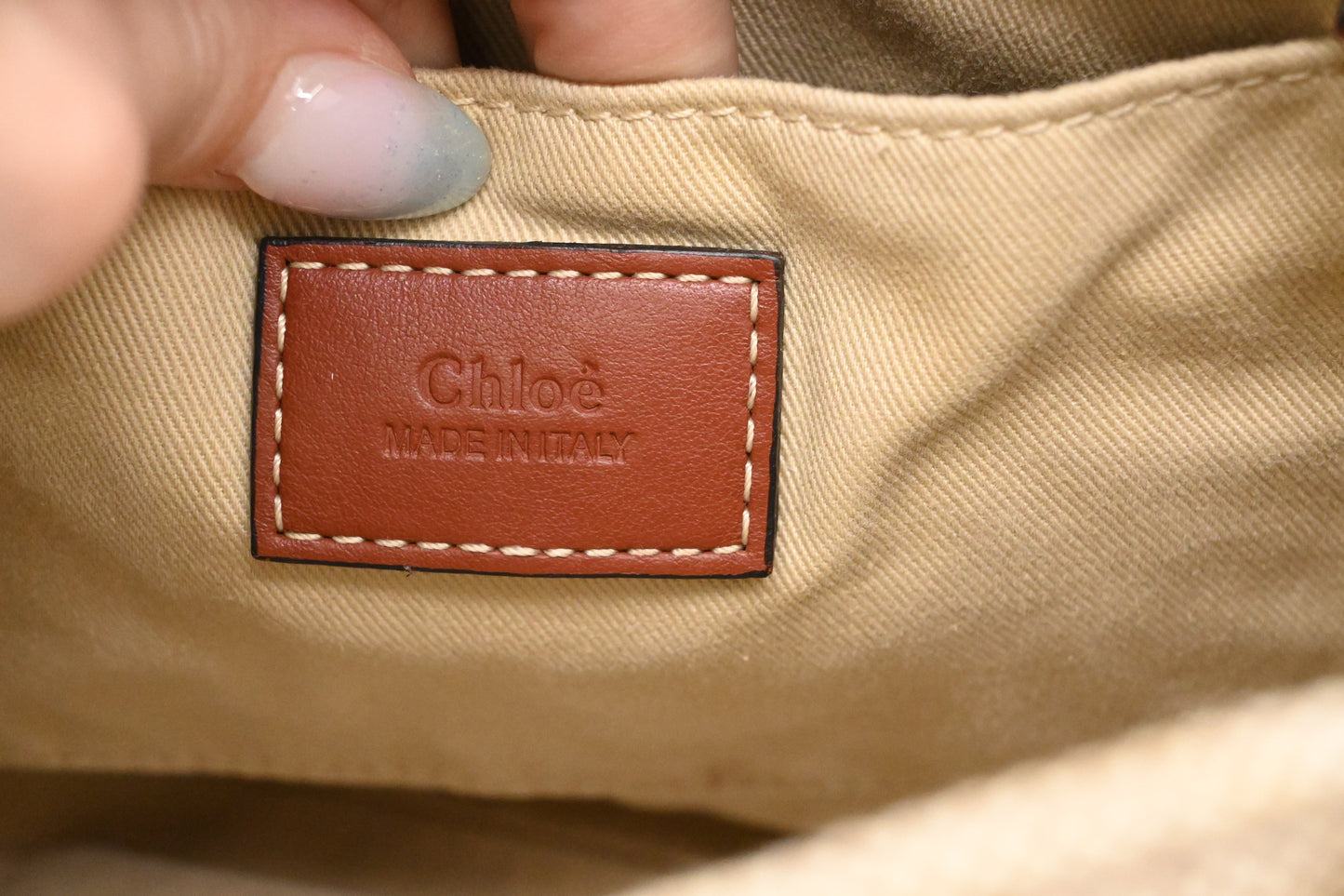 Chloe Small Woody Tote in Beige Canvas