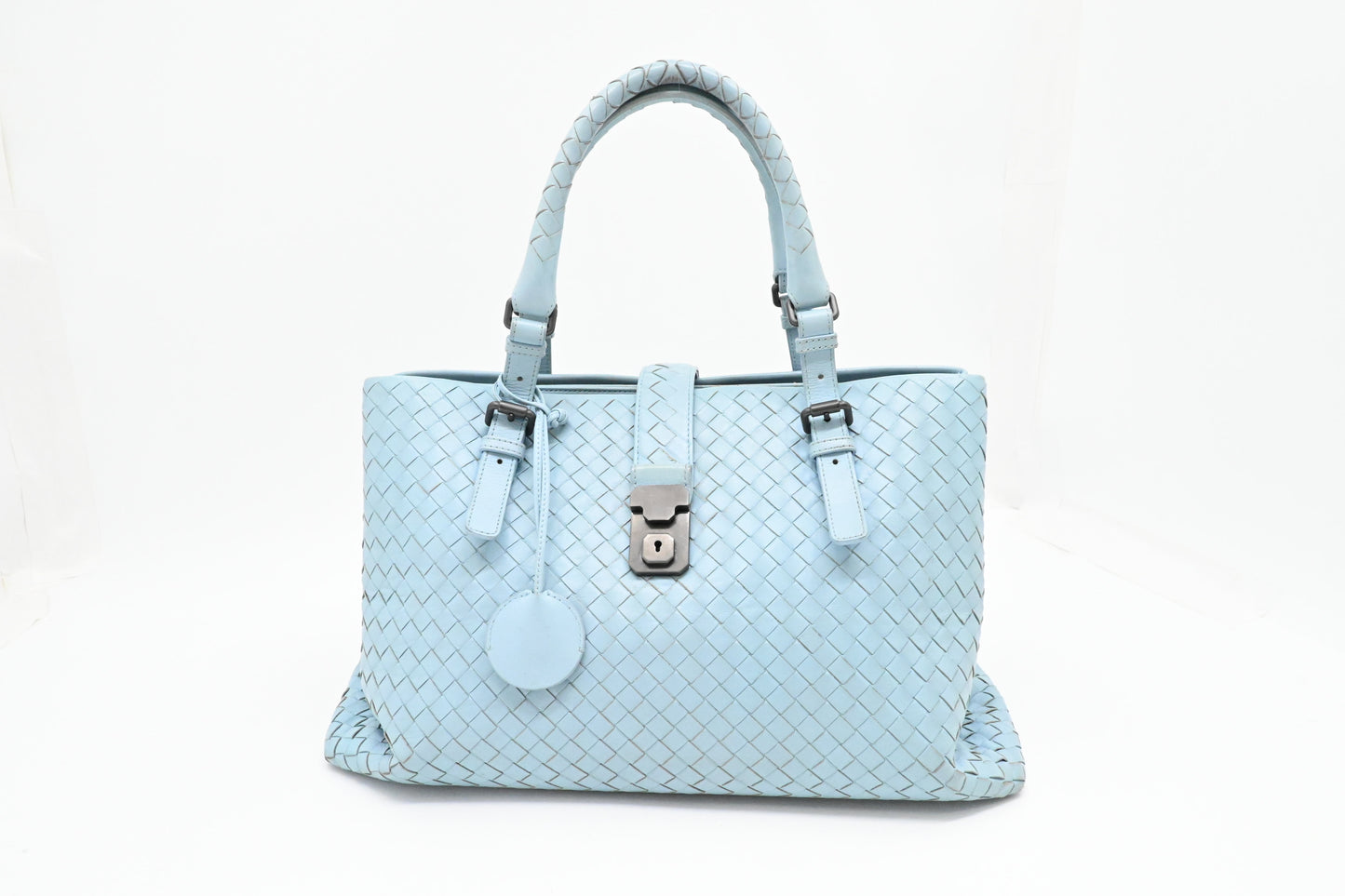 Bottega Veneta Tote in Blue Intrecciato Leather