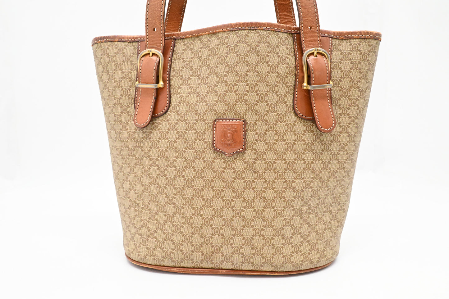Celine Bucket Bag in Beige Macadam Canvas
