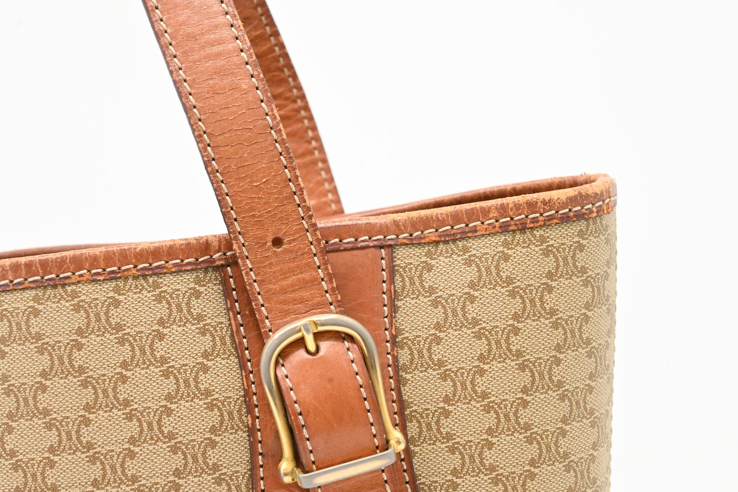 Celine Bucket Bag in Beige Macadam Canvas