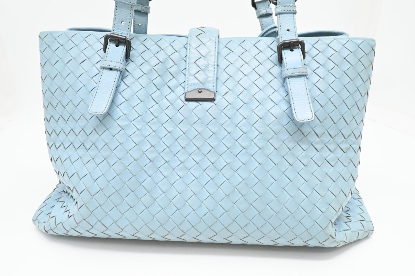 Bottega Veneta Tote in Blue Intrecciato Leather