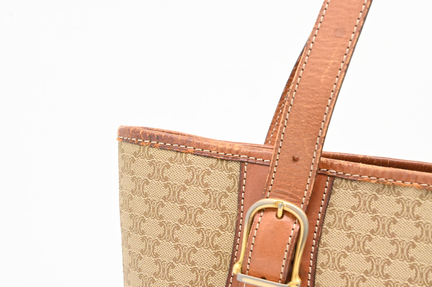 Celine Bucket Bag in Beige Macadam Canvas