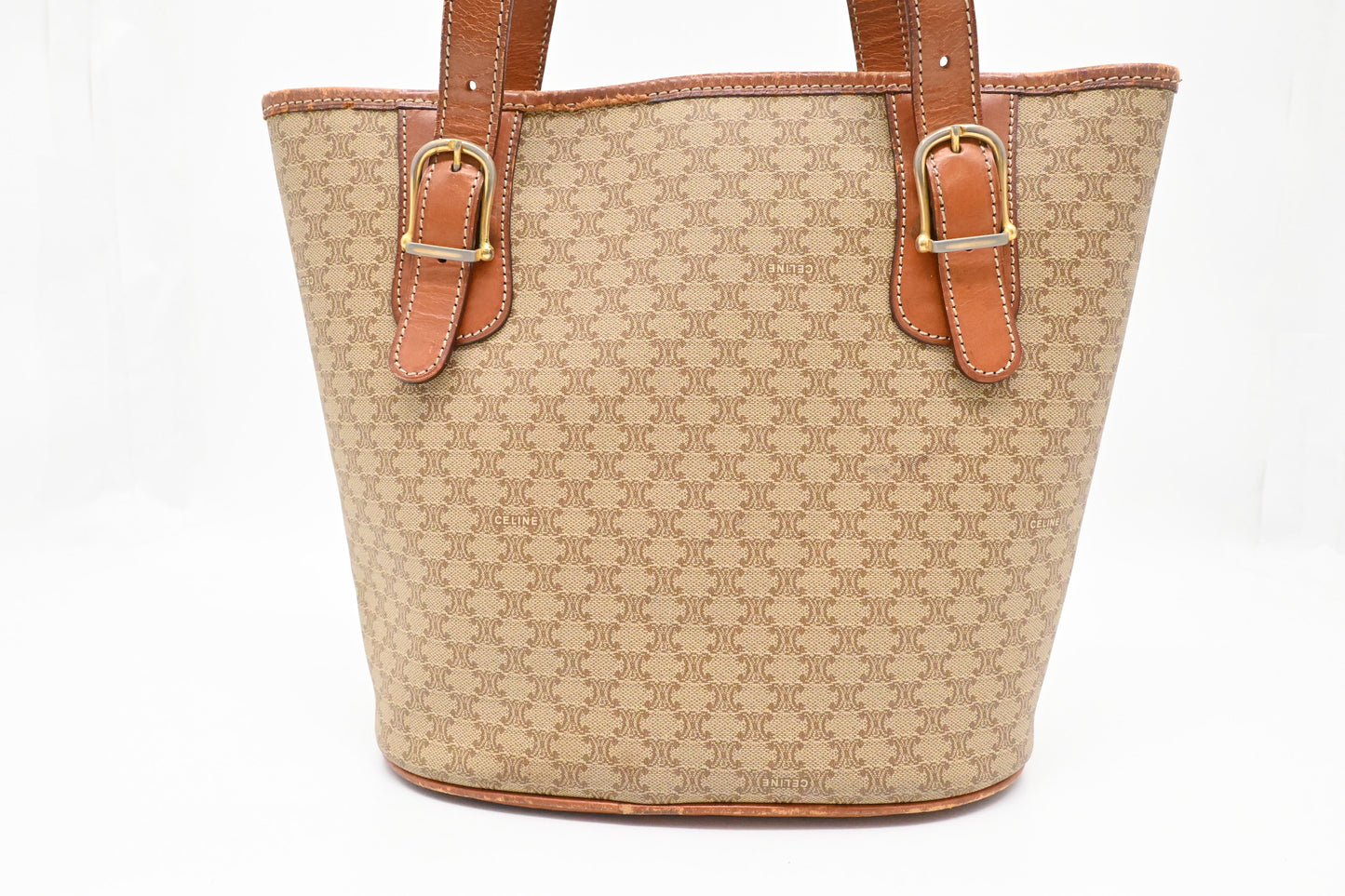 Celine Bucket Bag in Beige Macadam Canvas