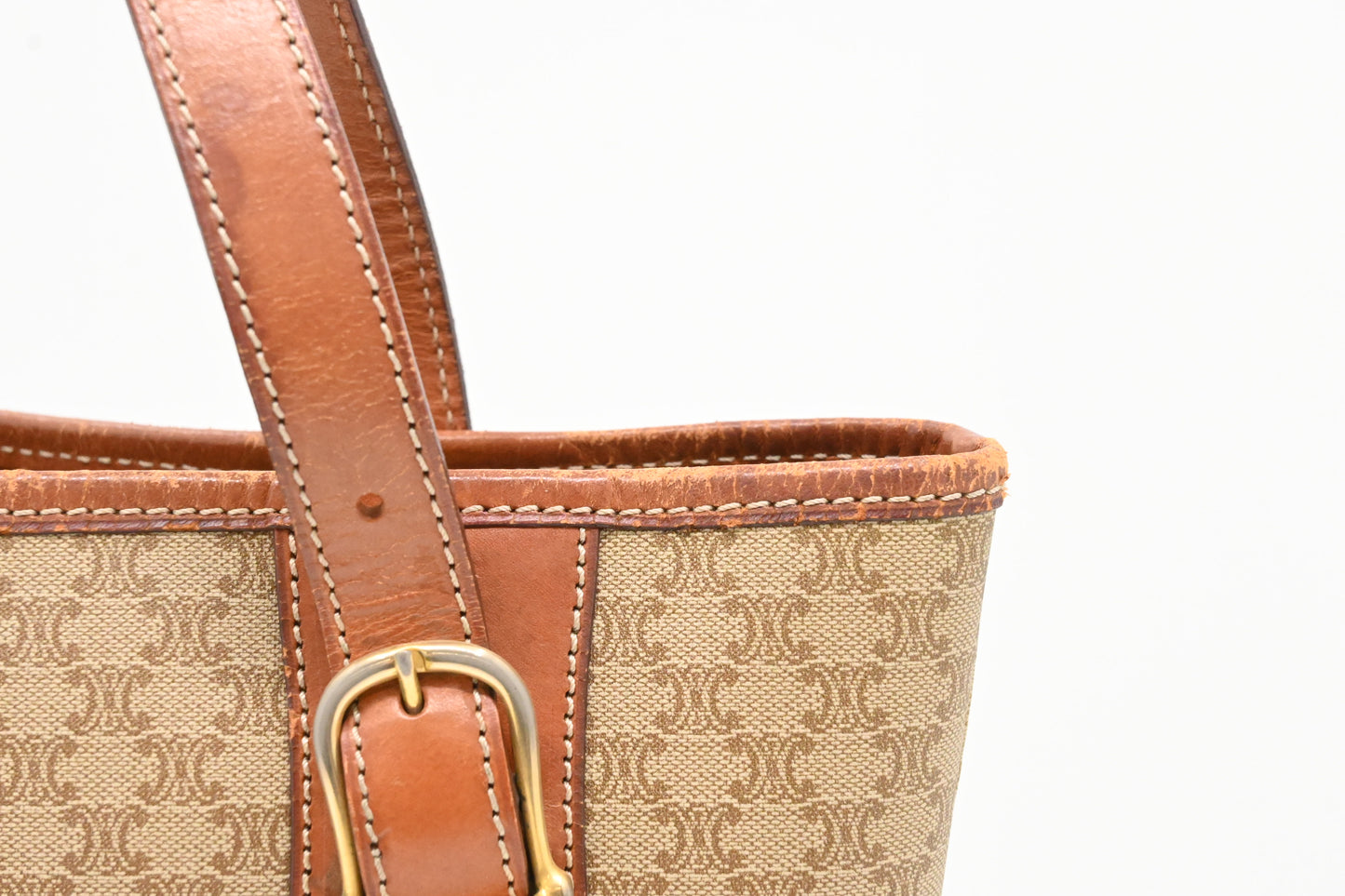 Celine Bucket Bag in Beige Macadam Canvas