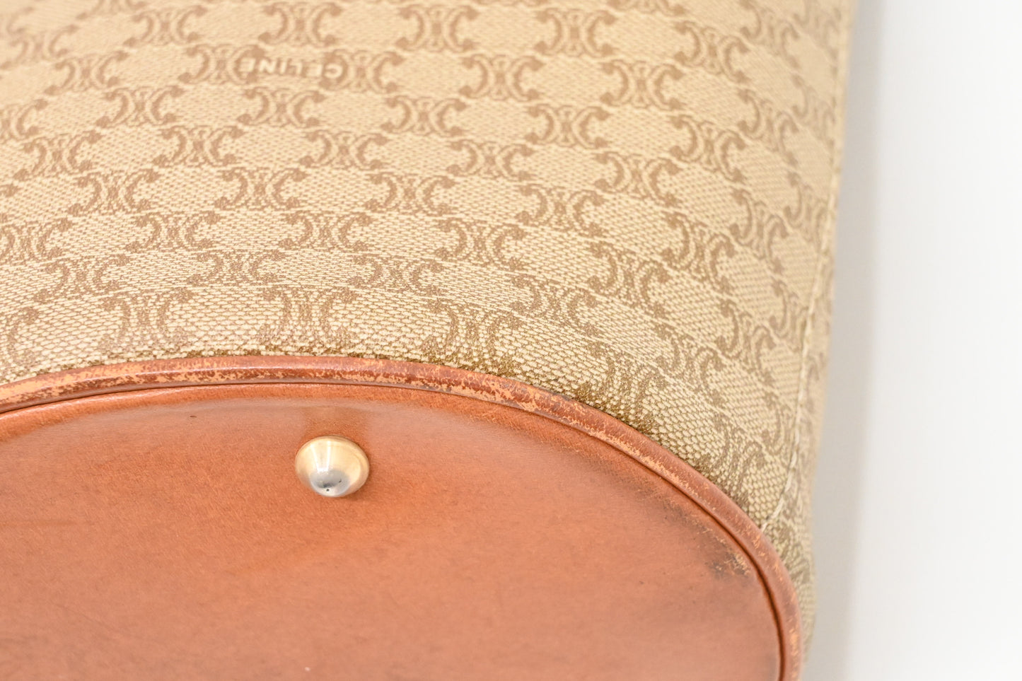 Celine Bucket Bag in Beige Macadam Canvas