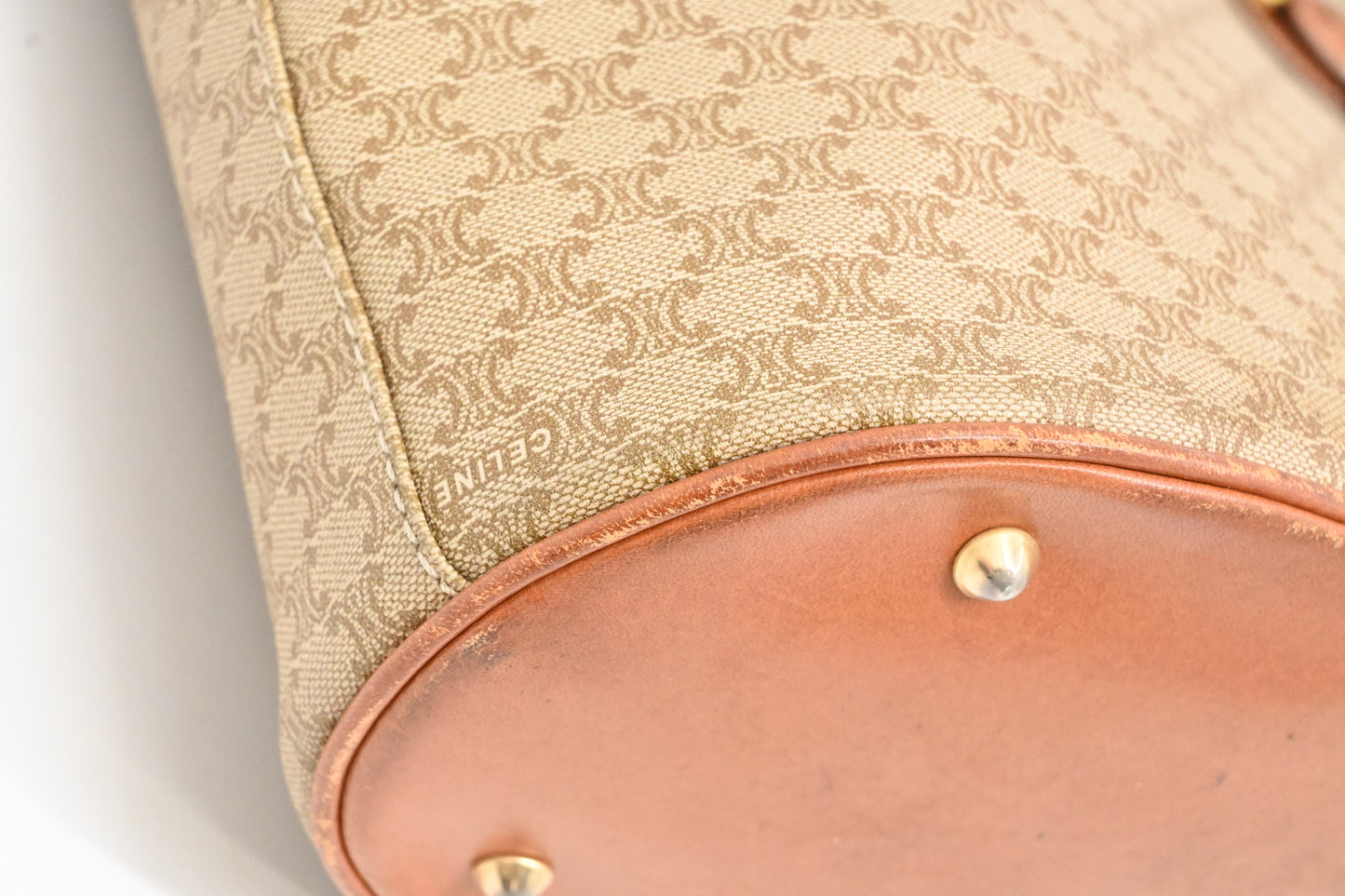 Celine Bucket Bag in Beige Macadam Canvas