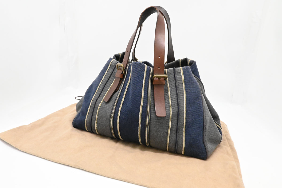 Bottega Veneta Tote in Gray and Blue Canvas
